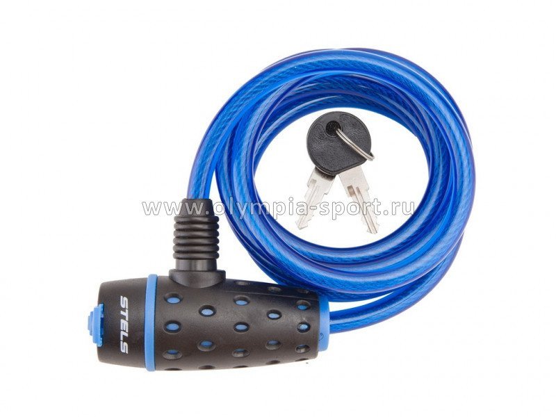 Велозамок 8х1800мм 87318 с ключом со стальн. тросом, черно-синий