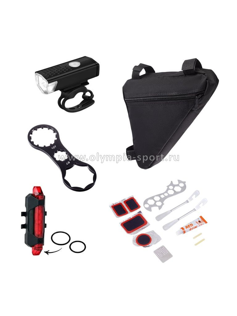 Набор 4-в-1 (Фонарь акб, ремнабор, ключ, сумка)
